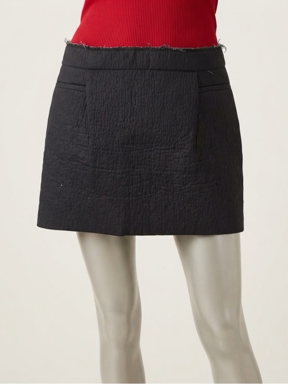 J.W. Anderson Black Wool Mini Skirt US 8 Deconstructed Raw Edge Made UK